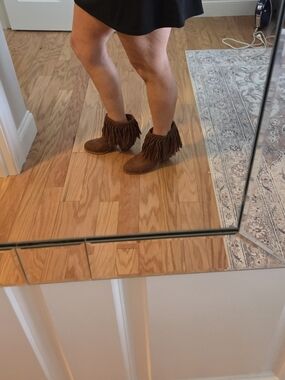 Fringe Ankle Boots in Brown - Women